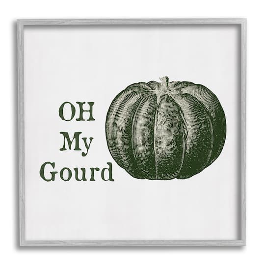 Stupell Industries Oh My Gourd Fall Pumpkin Framed Giclee Art